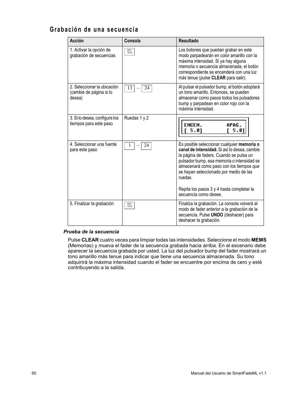 Grabación de una secuencia | ETC SmartFade ML v1.1.0 User Manual | Page 56 / 92