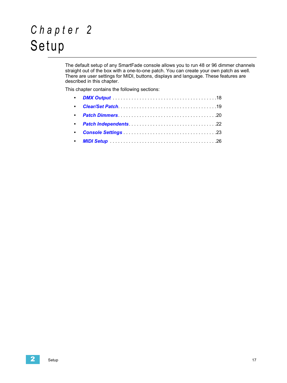 Setup, C h a p t e r 2 | ETC SmartFade v3.0.1 User Manual | Page 23 / 84