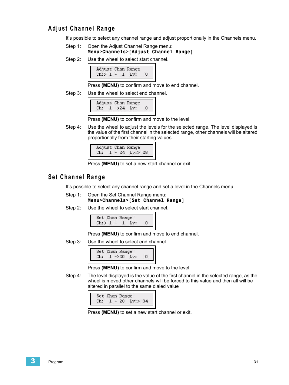 Adjust channel range, Set channel range, Adjust channel range set channel range | ETC SmartFade v3.0.1 User Manual | Page 37 / 84