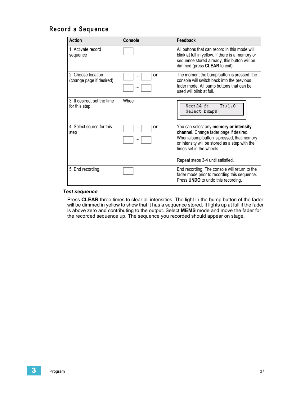 Record a sequence | ETC SmartFade v3.0.1 User Manual | Page 43 / 84