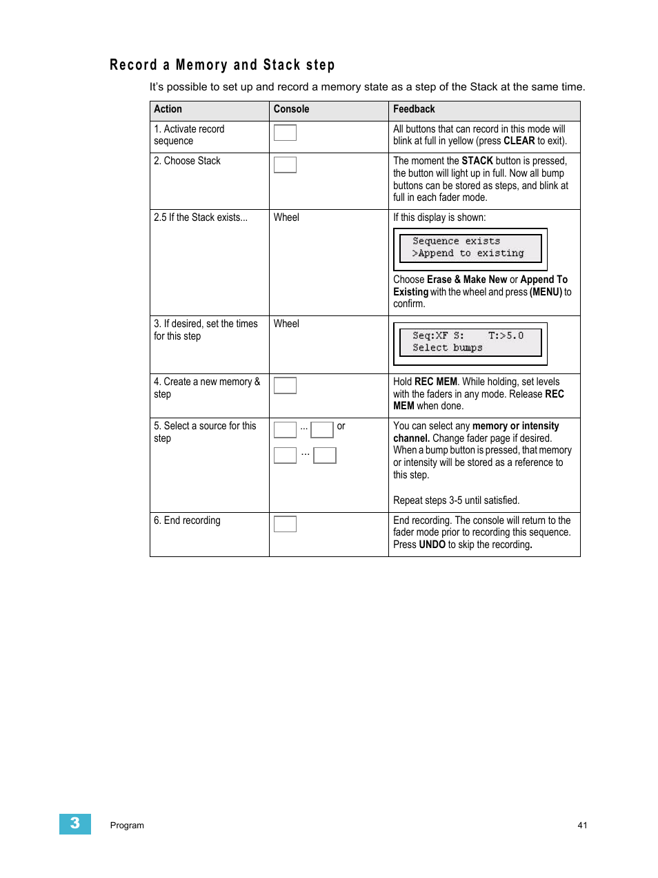 Record a memory and stack step | ETC SmartFade v3.0.1 User Manual | Page 47 / 84