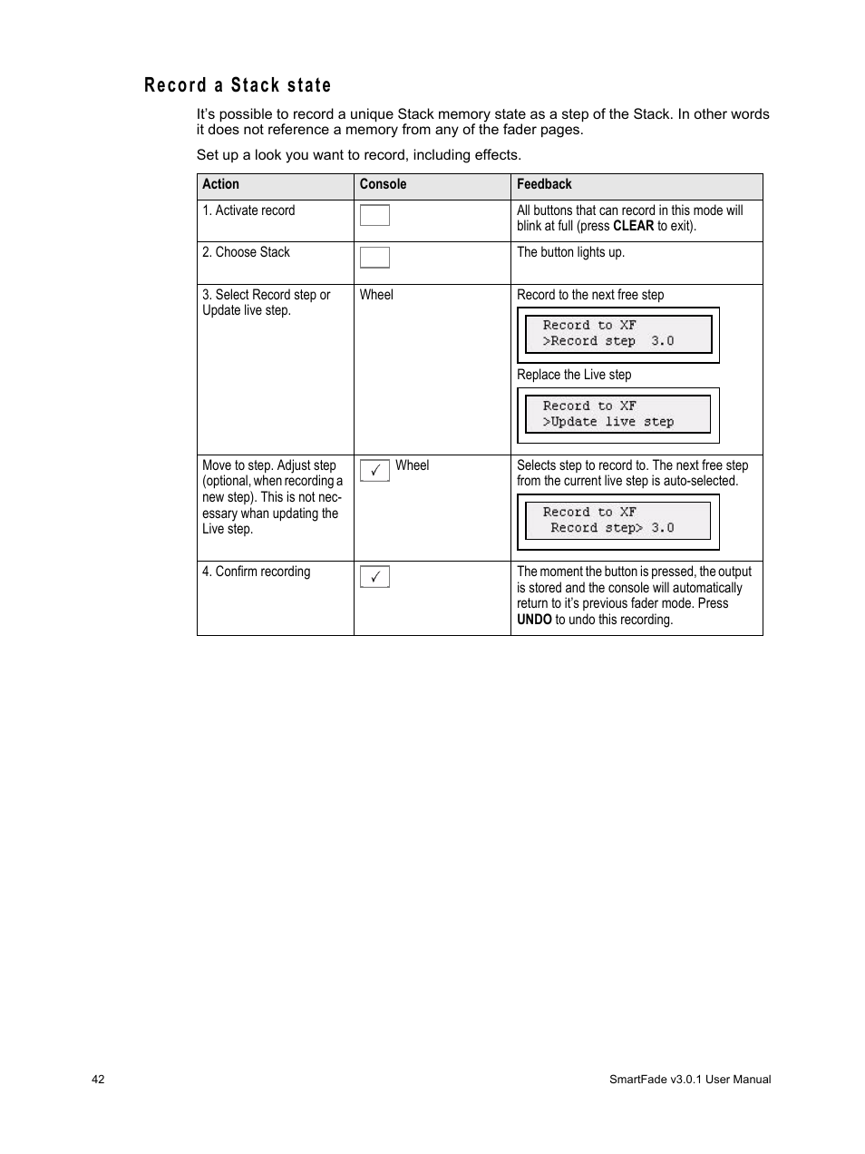 Record a stack state | ETC SmartFade v3.0.1 User Manual | Page 48 / 84