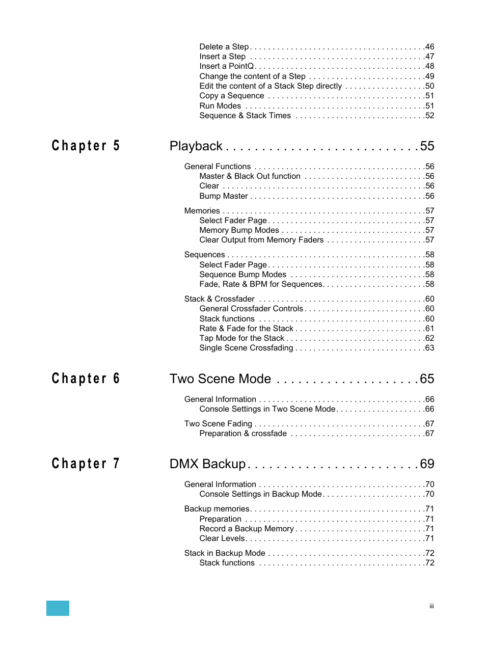 Playback, Two scene mode, Dmx backup | ETC SmartFade v3.0.1 User Manual | Page 5 / 84