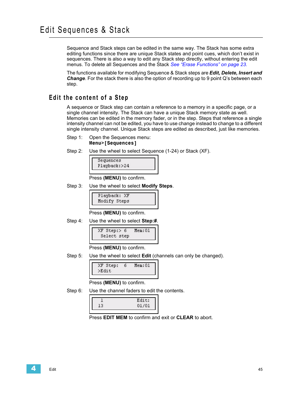 Edit sequences & stack, Edit the content of a step | ETC SmartFade v3.0.1 User Manual | Page 51 / 84