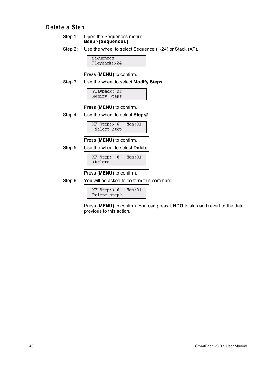 Delete a step | ETC SmartFade v3.0.1 User Manual | Page 52 / 84