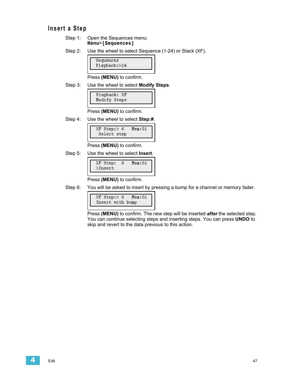 Insert a step | ETC SmartFade v3.0.1 User Manual | Page 53 / 84