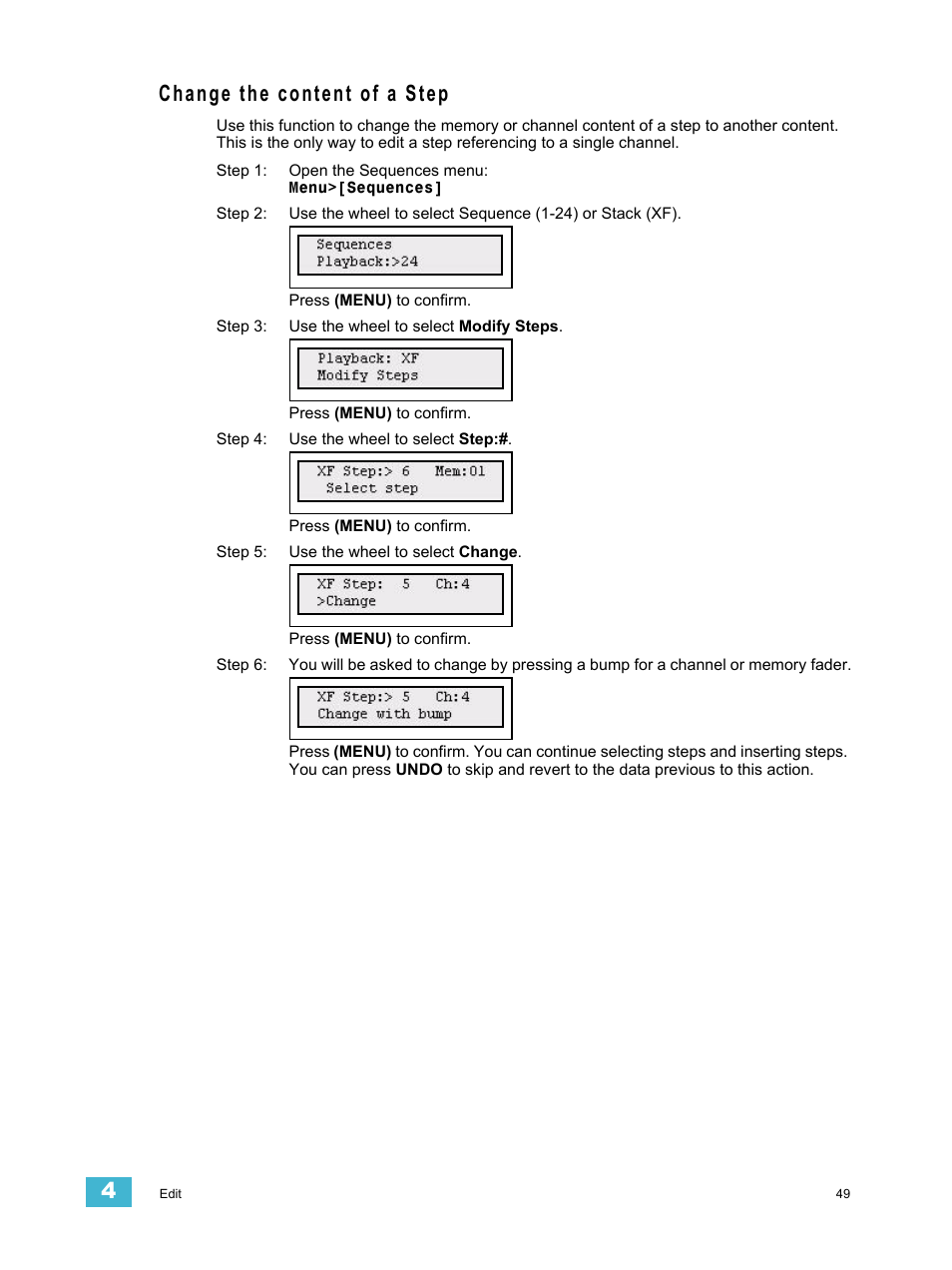 Change the content of a step | ETC SmartFade v3.0.1 User Manual | Page 55 / 84
