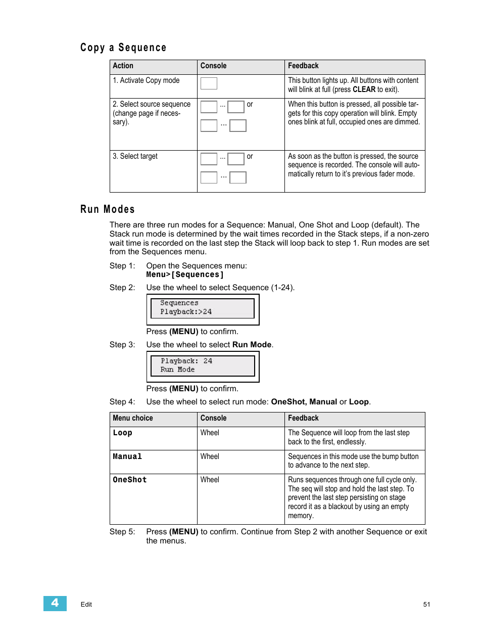 Copy a sequence, Run modes, Copy a sequence run modes | ETC SmartFade v3.0.1 User Manual | Page 57 / 84