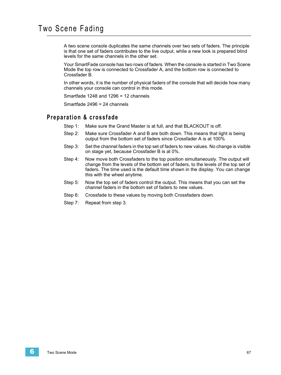 Two scene fading, Preparation & crossfade | ETC SmartFade v3.0.1 User Manual | Page 73 / 84