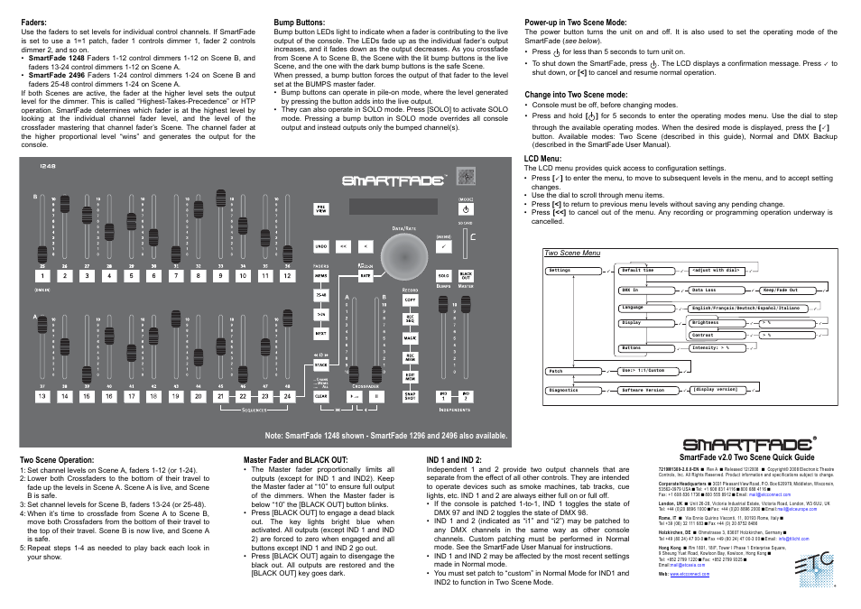 ETC SmartFade v2.0.0 Two Scene Quick Guide User Manual | 1 page