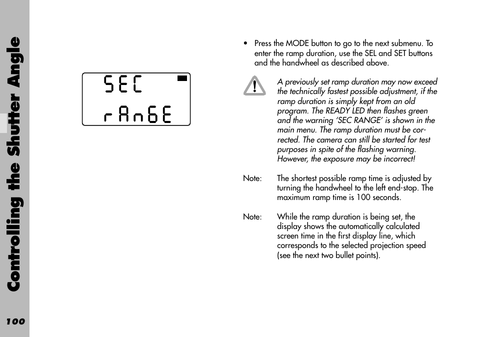 Controlling the shutter angle | ARRI WRC-1 User Manual | Page 100 / 196