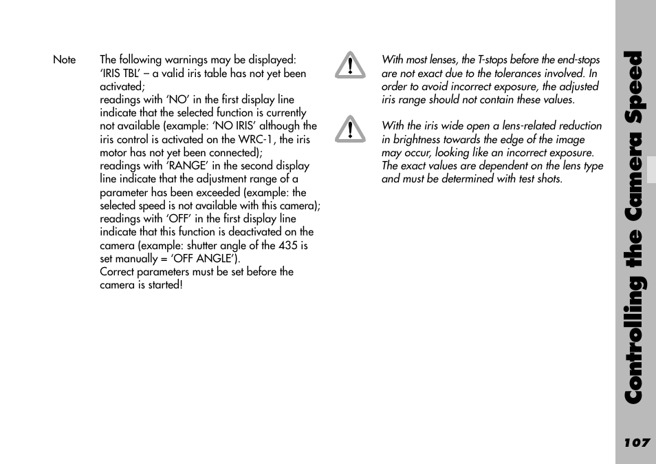 Controlling the camera speed | ARRI WRC-1 User Manual | Page 107 / 196
