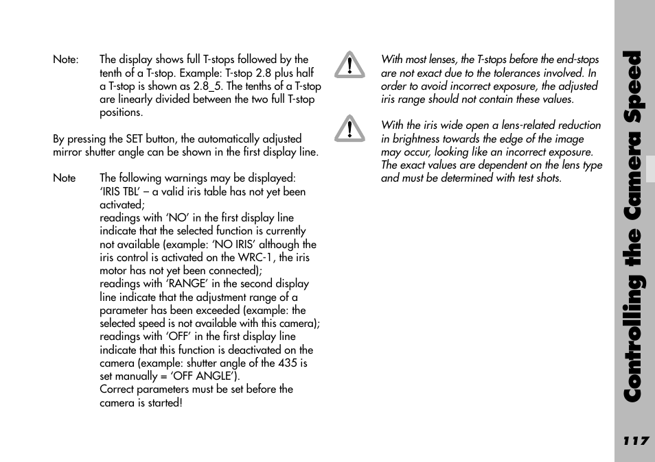 Controlling the camera speed | ARRI WRC-1 User Manual | Page 117 / 196
