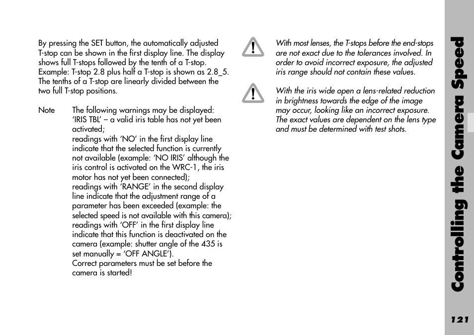 Controlling the camera speed | ARRI WRC-1 User Manual | Page 121 / 196