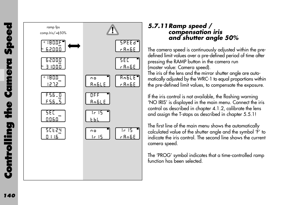 Controlling the camera speed | ARRI WRC-1 User Manual | Page 140 / 196
