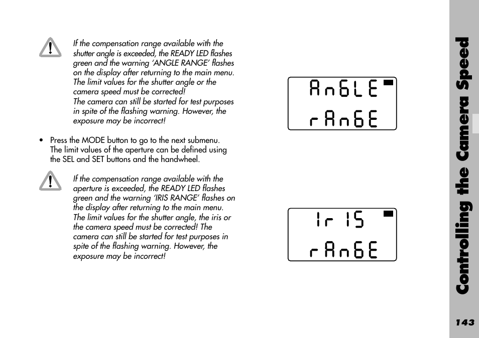 Controlling the camera speed | ARRI WRC-1 User Manual | Page 143 / 196