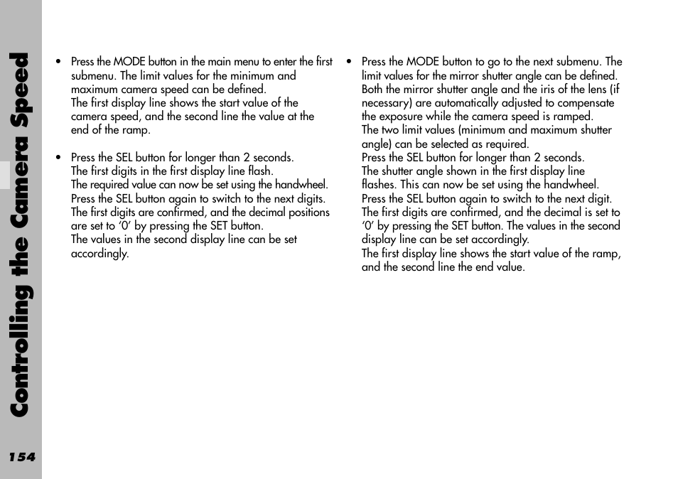 Controlling the camera speed | ARRI WRC-1 User Manual | Page 154 / 196