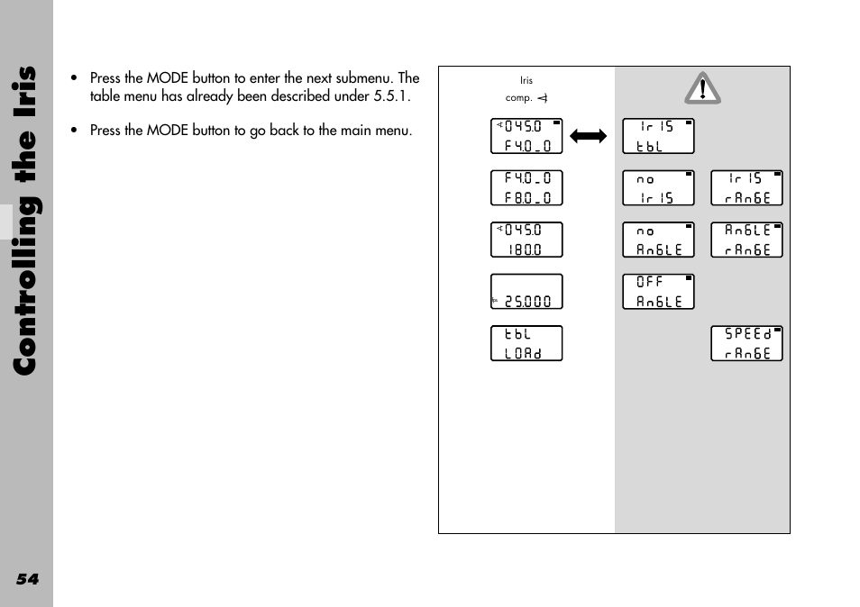 Controlling the iris | ARRI WRC-1 User Manual | Page 54 / 196