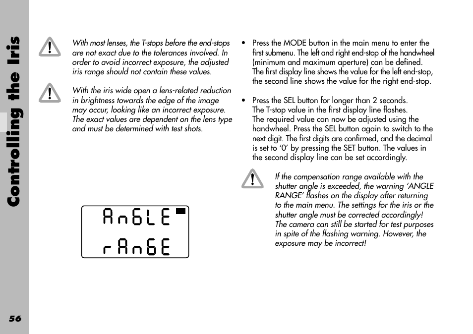 Controlling the iris | ARRI WRC-1 User Manual | Page 56 / 196