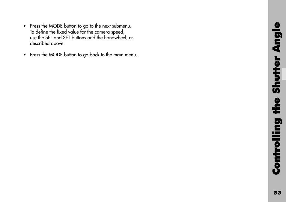 Controlling the shutter angle | ARRI WRC-1 User Manual | Page 83 / 196