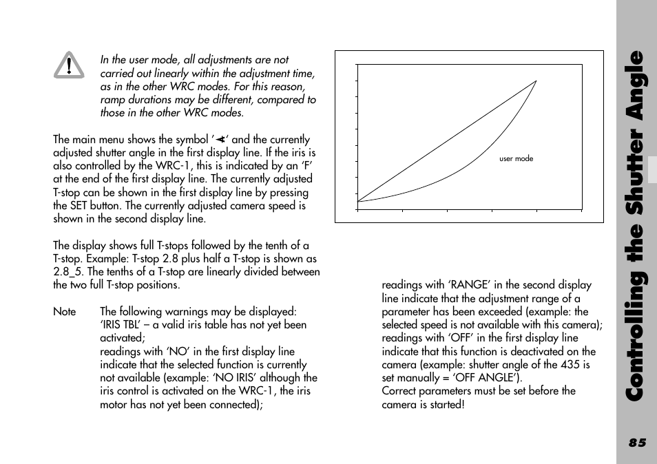 Controlling the shutter angle | ARRI WRC-1 User Manual | Page 85 / 196