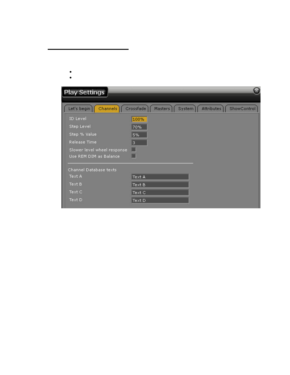 Play settings - channels | ETC Congo Family v6.4.0 User Manual | Page 226 / 1006