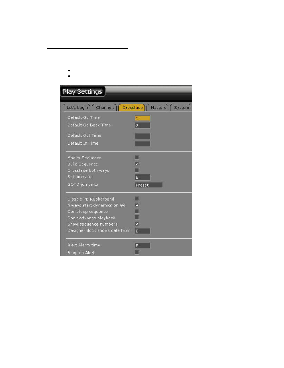 Play settings - crossfade | ETC Congo Family v6.4.0 User Manual | Page 228 / 1006