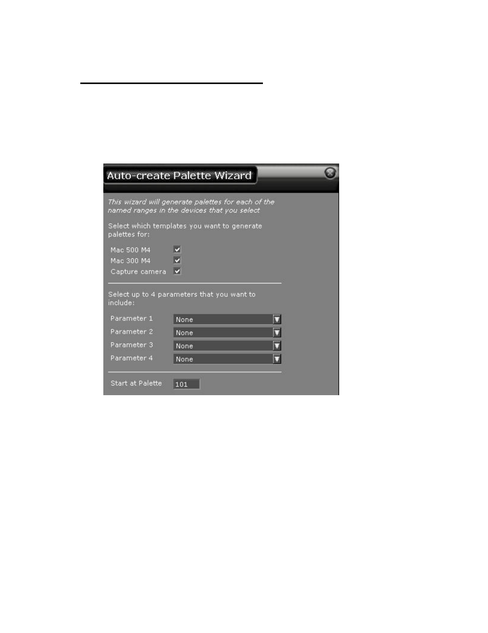 Auto-create palette wizard (6.0) | ETC Congo Family v6.4.0 User Manual | Page 639 / 1006