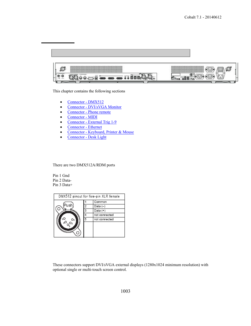 Connectors | ETC Cobalt Family v7.1.0 User Manual | Page 1004 / 1055