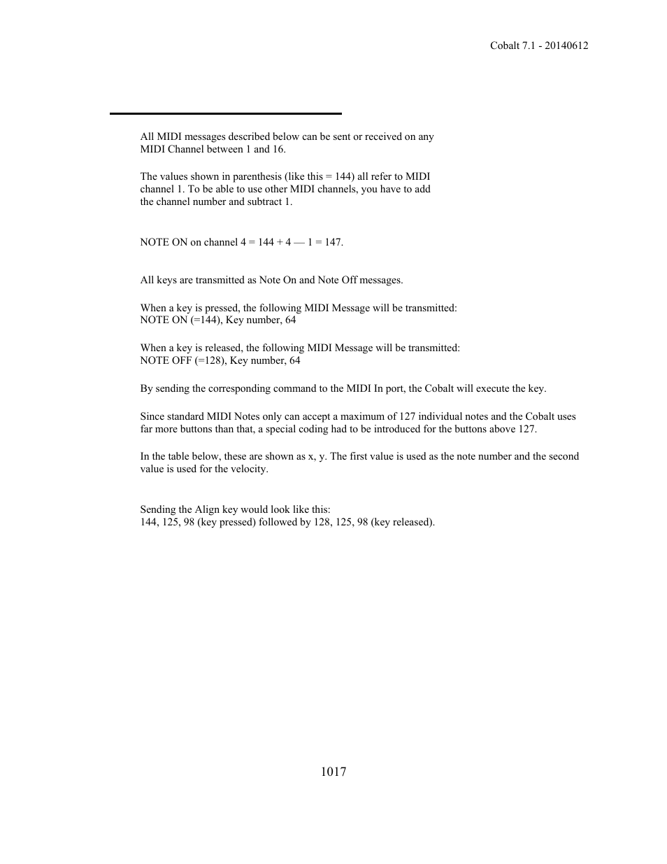 Midi - implementation chart | ETC Cobalt Family v7.1.0 User Manual | Page 1018 / 1055