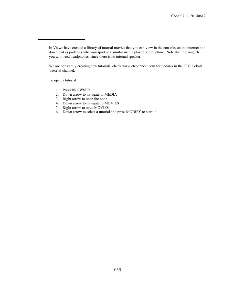 Tutorial - movies | ETC Cobalt Family v7.1.0 User Manual | Page 1036 / 1055
