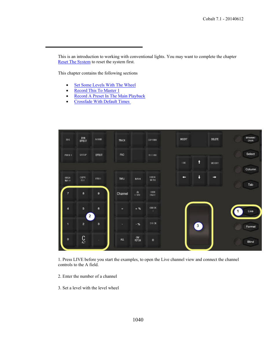 Tutorial - conventional lights | ETC Cobalt Family v7.1.0 User Manual | Page 1041 / 1055