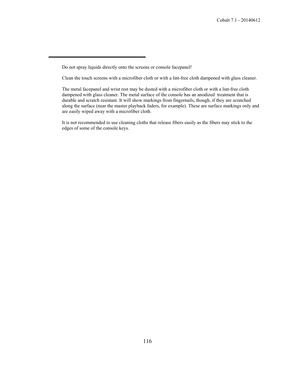 Cleaning the cobalt console | ETC Cobalt Family v7.1.0 User Manual | Page 117 / 1055