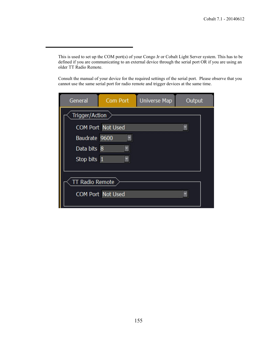 System settings - com port | ETC Cobalt Family v7.1.0 User Manual | Page 156 / 1055