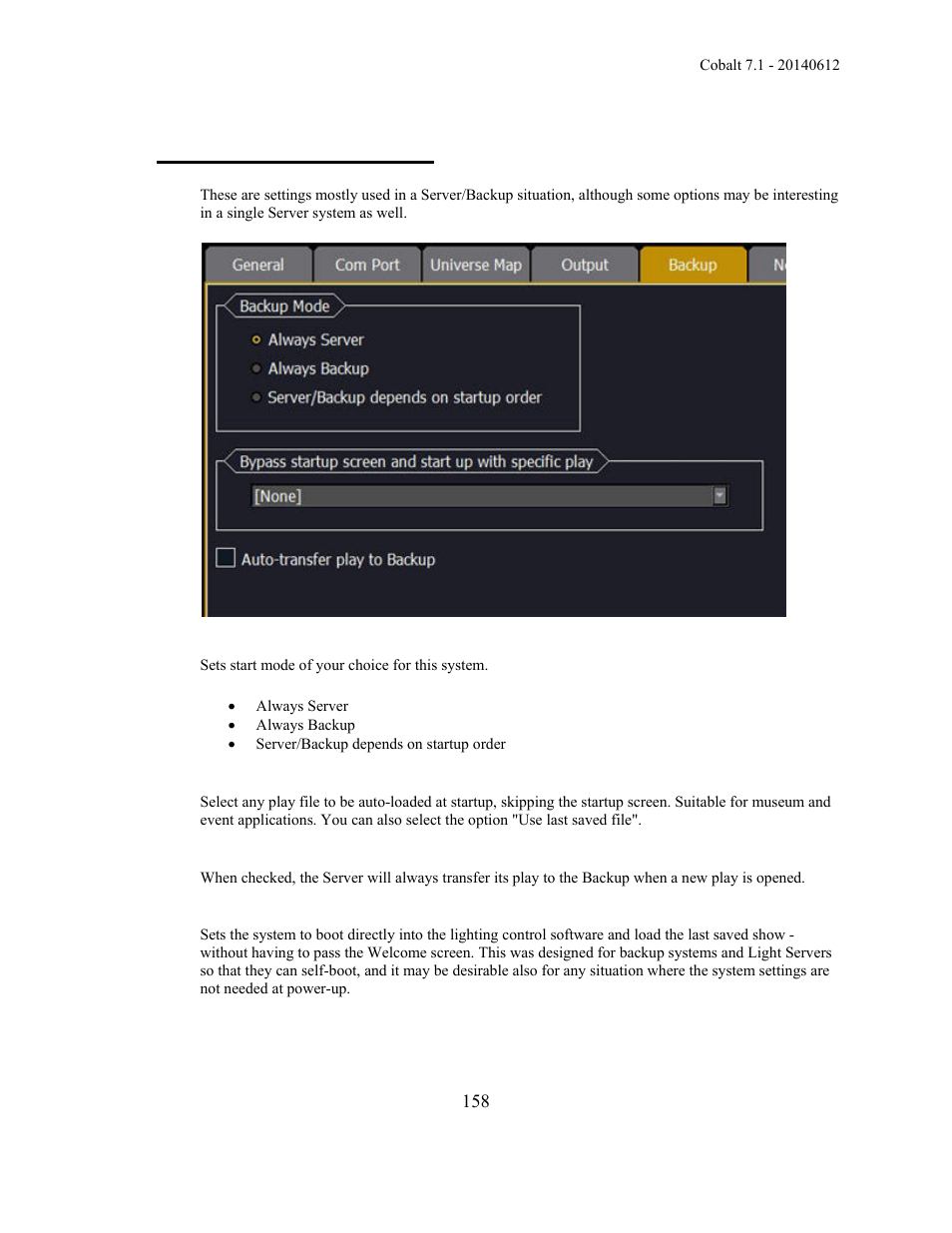 System settings - backup | ETC Cobalt Family v7.1.0 User Manual | Page 159 / 1055