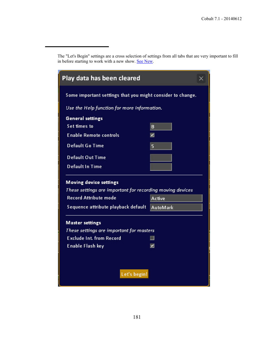 Play settings - basic | ETC Cobalt Family v7.1.0 User Manual | Page 182 / 1055