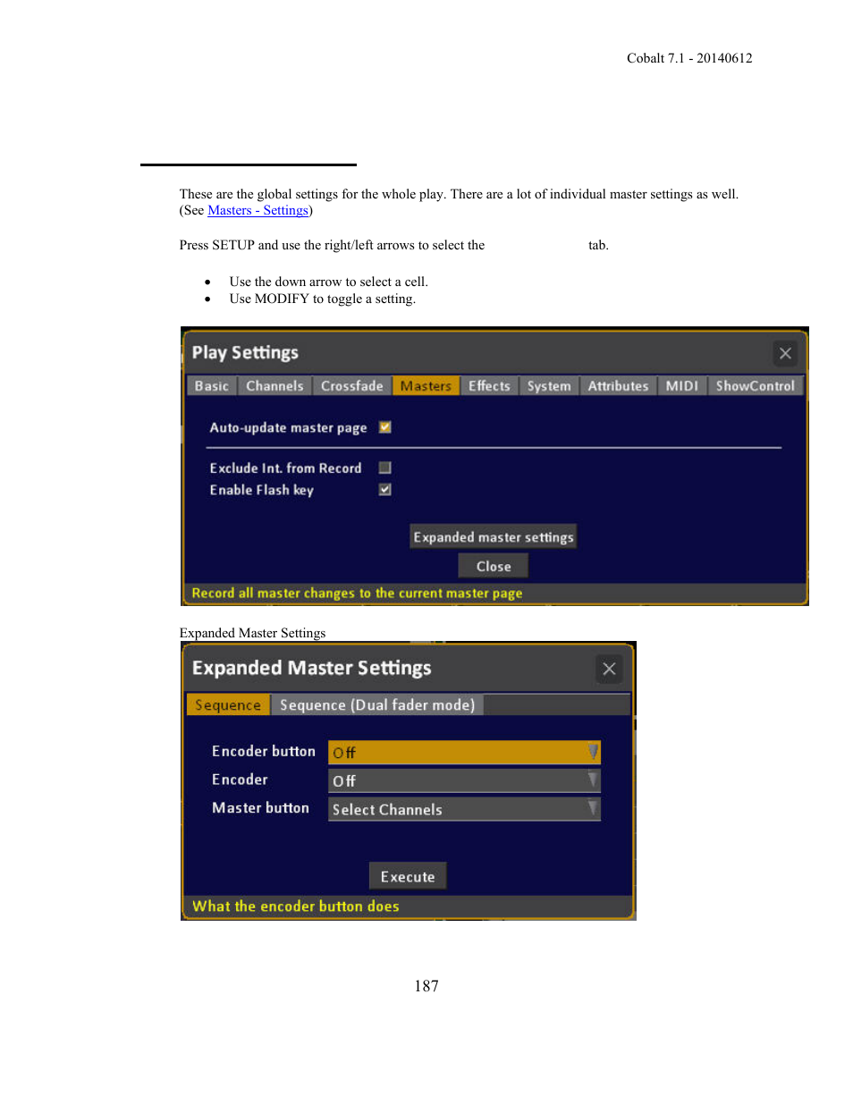 Play settings - master | ETC Cobalt Family v7.1.0 User Manual | Page 188 / 1055