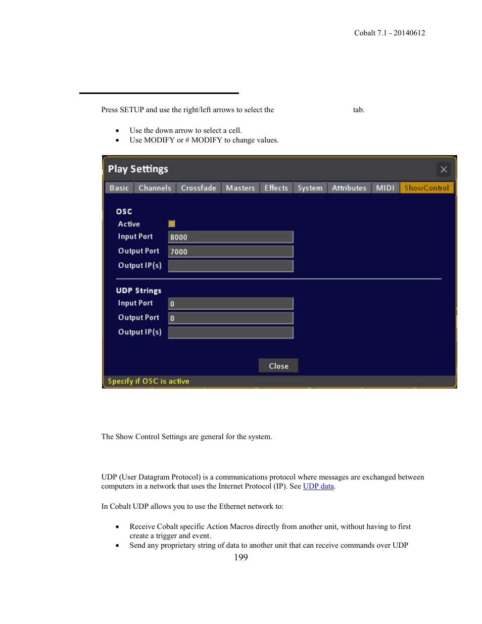 Play settings - show control | ETC Cobalt Family v7.1.0 User Manual | Page 200 / 1055