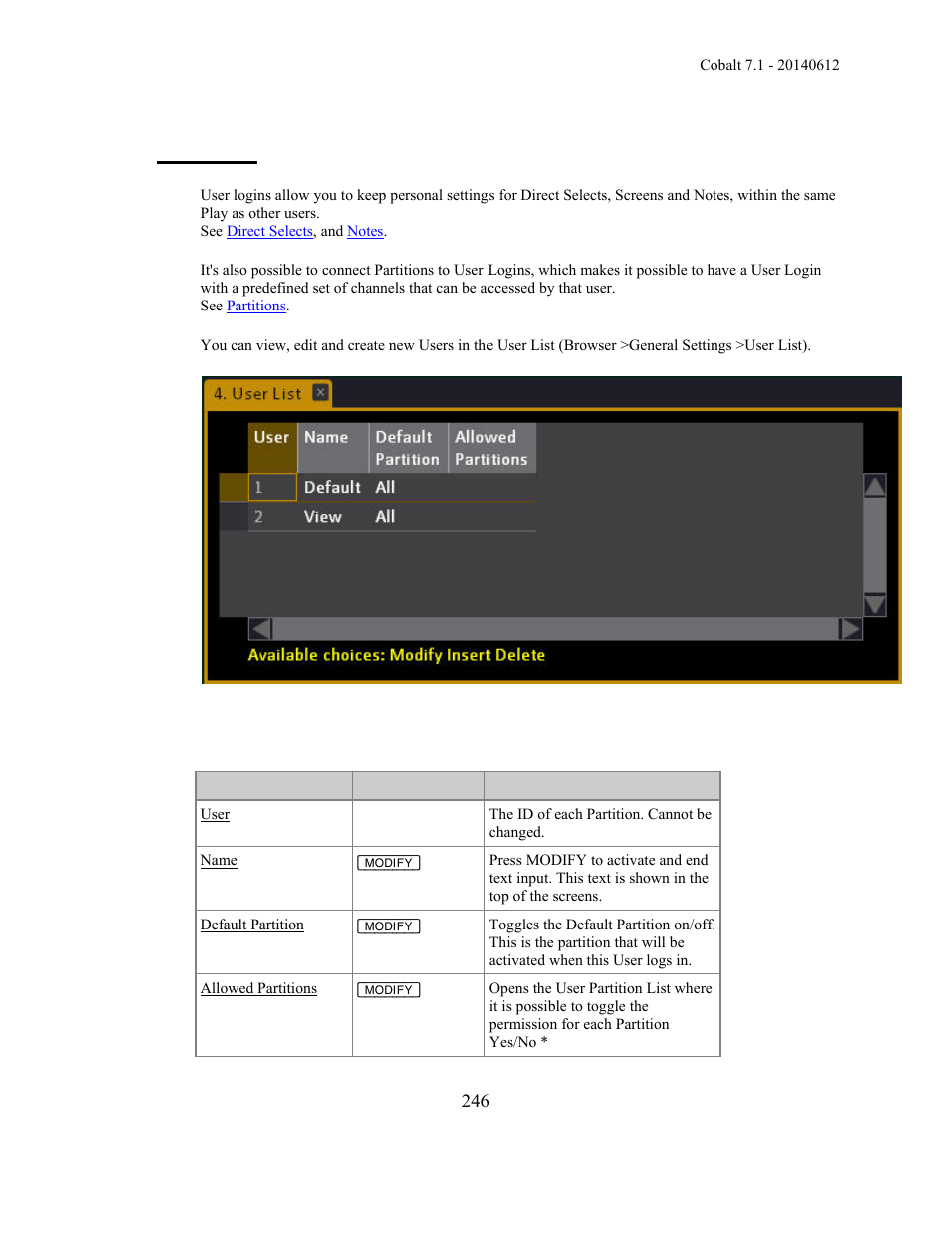 User list | ETC Cobalt Family v7.1.0 User Manual | Page 247 / 1055