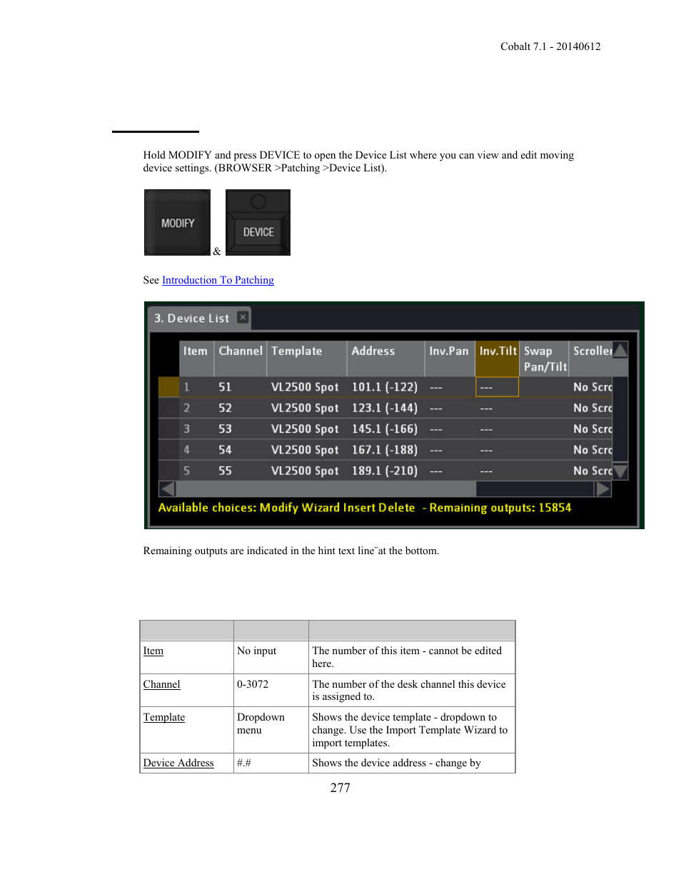 Device list | ETC Cobalt Family v7.1.0 User Manual | Page 278 / 1055