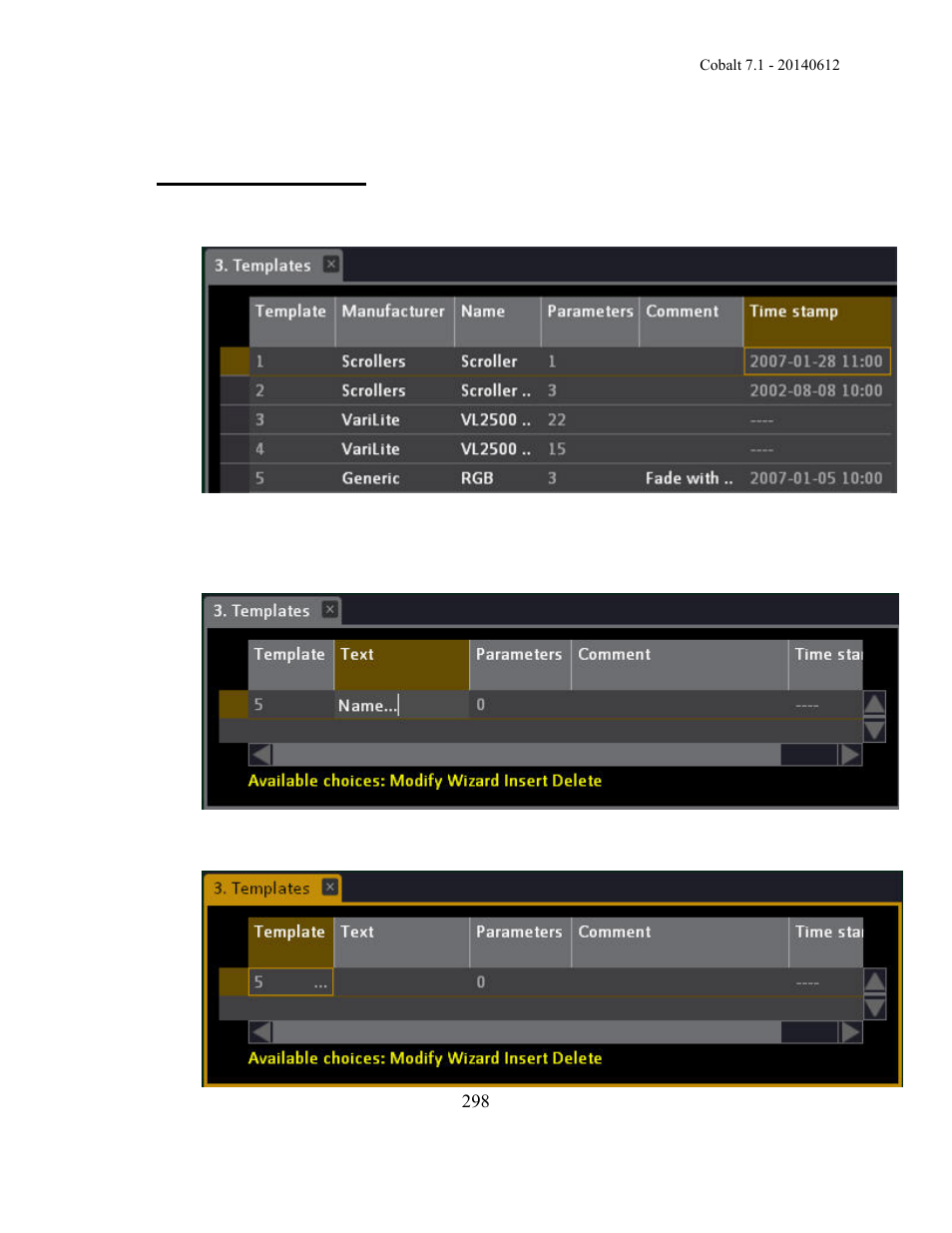 Templates - create | ETC Cobalt Family v7.1.0 User Manual | Page 299 / 1055