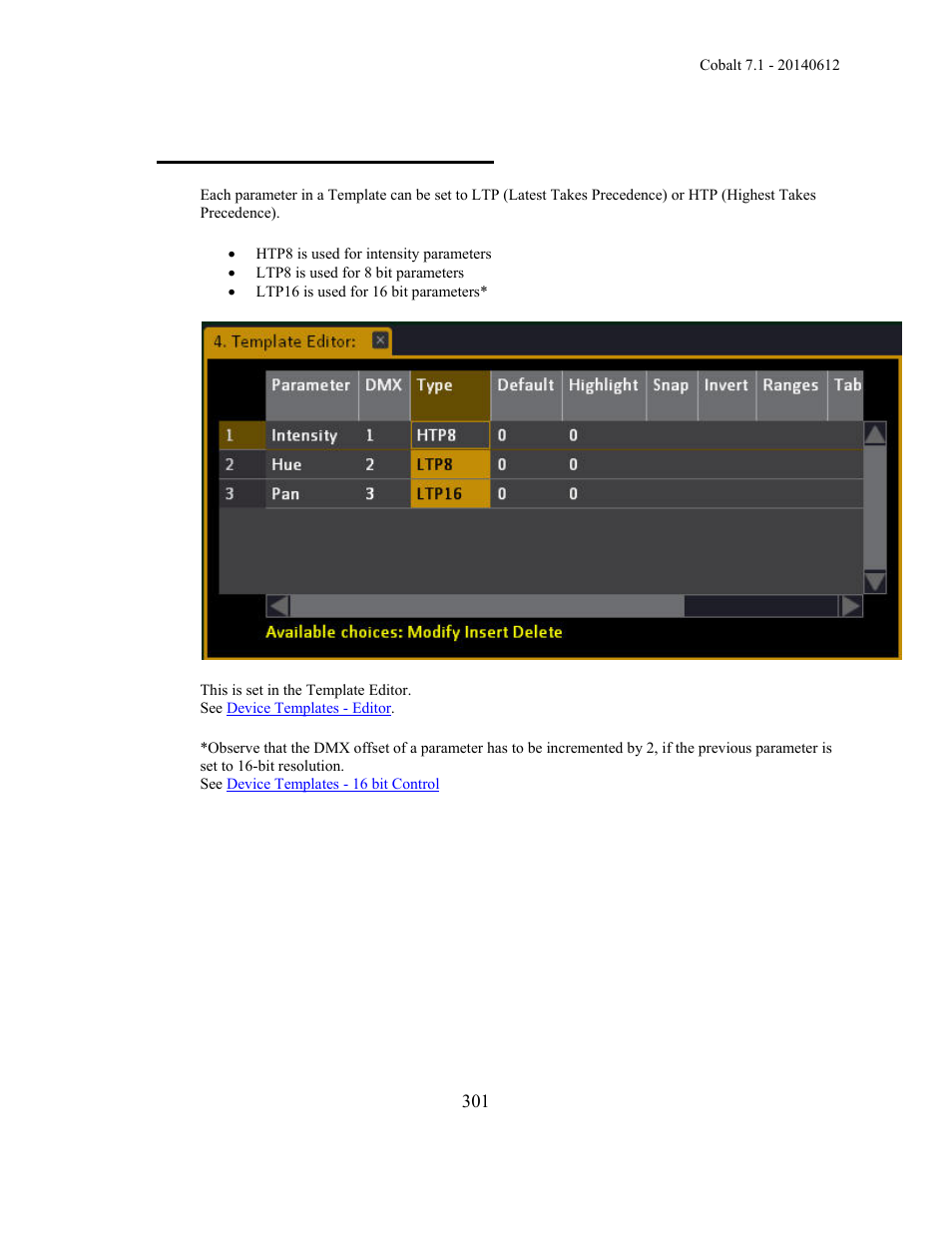 Templates - type ltp or htp | ETC Cobalt Family v7.1.0 User Manual | Page 302 / 1055