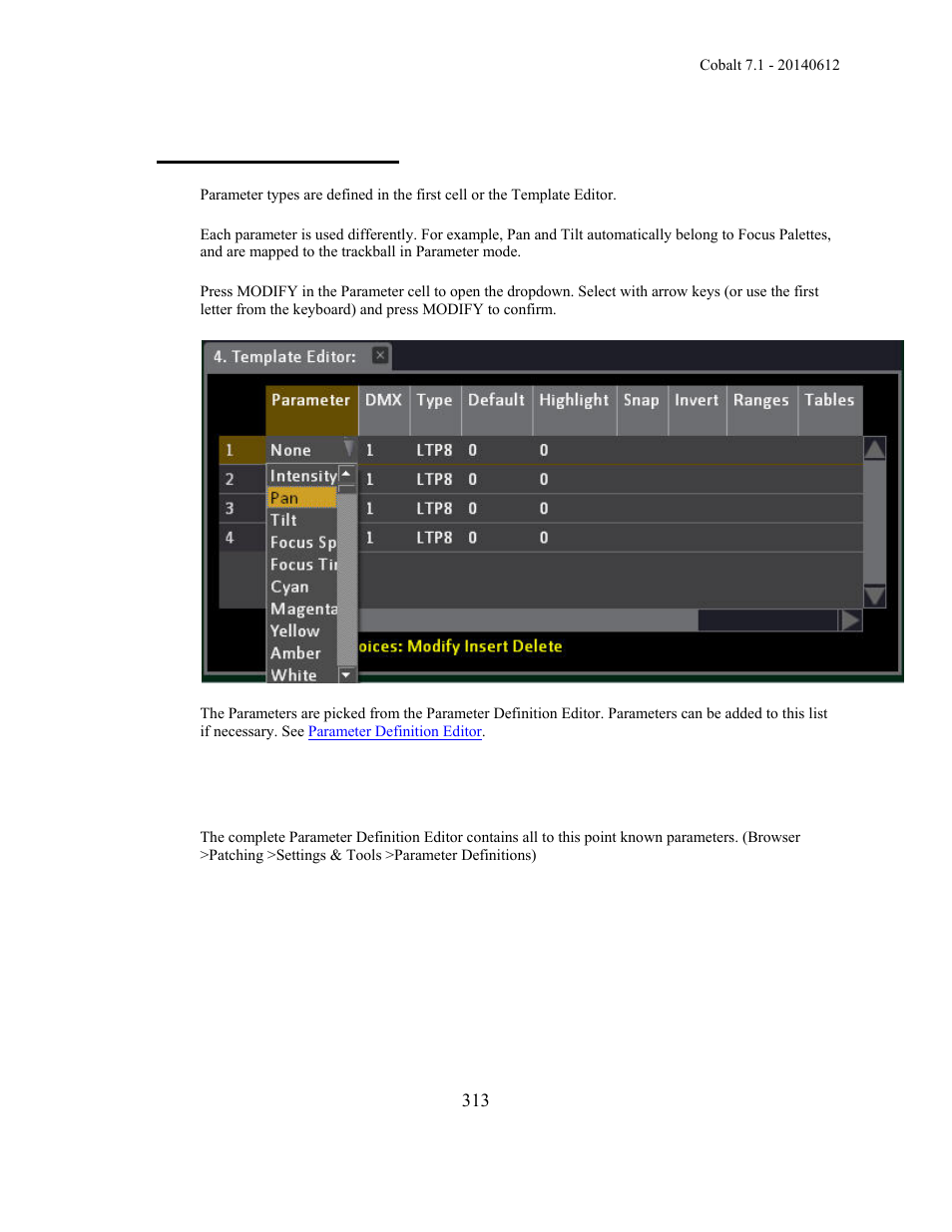 Parameter definitions | ETC Cobalt Family v7.1.0 User Manual | Page 314 / 1055