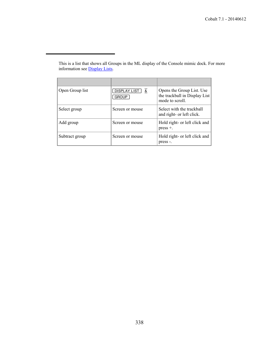 Groups - display list | ETC Cobalt Family v7.1.0 User Manual | Page 339 / 1055