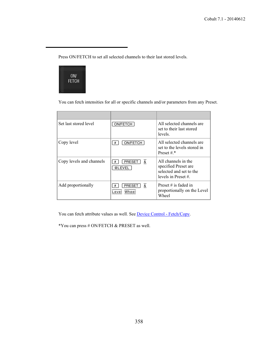 Presets - fetch intensities | ETC Cobalt Family v7.1.0 User Manual | Page 359 / 1055