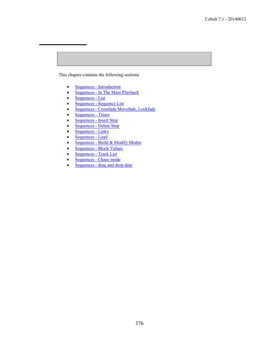 Sequences | ETC Cobalt Family v7.1.0 User Manual | Page 377 / 1055