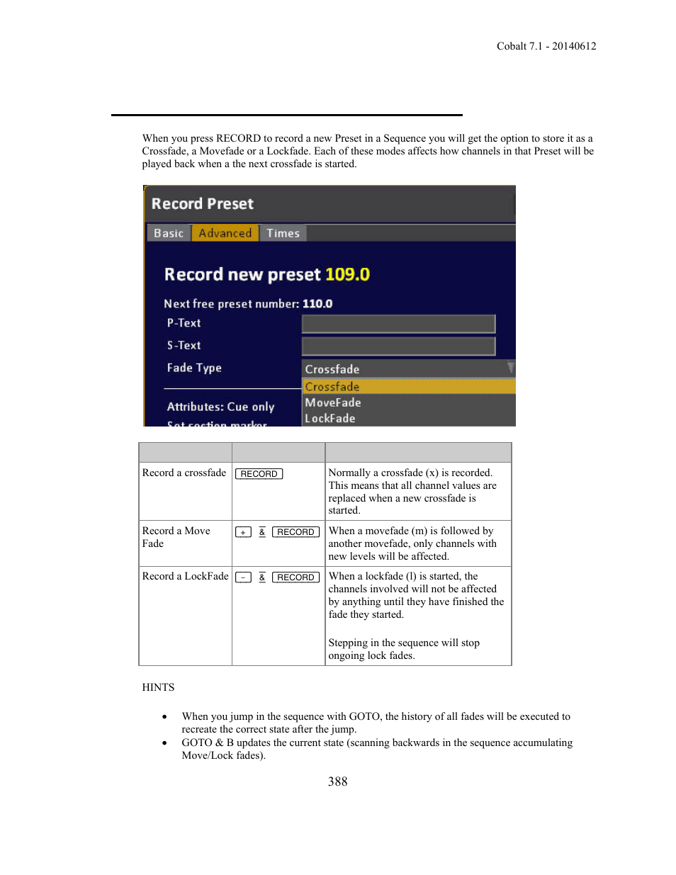 Sequences - crossfade movefade & lockfade | ETC Cobalt Family v7.1.0 User Manual | Page 389 / 1055