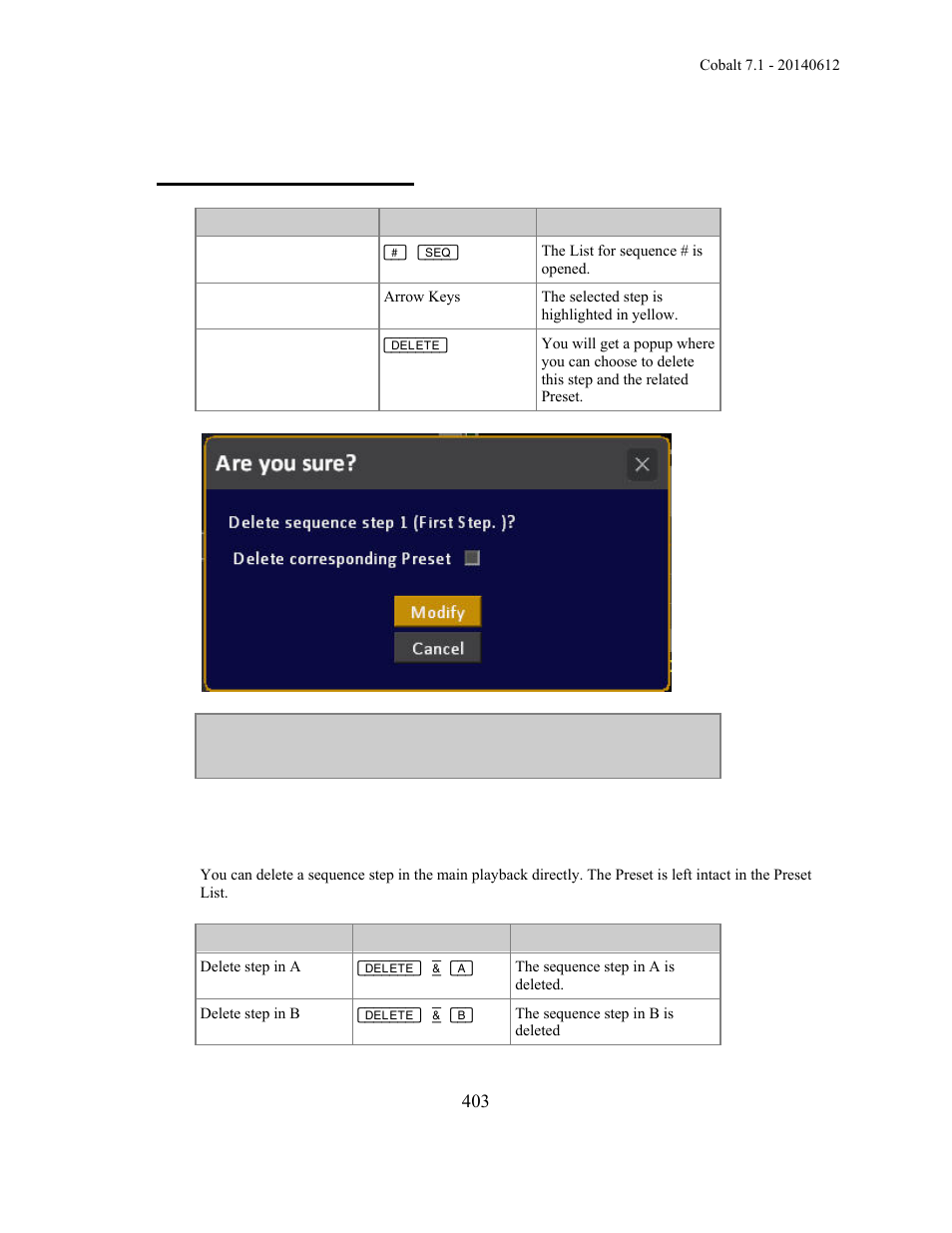 Sequences - delete step | ETC Cobalt Family v7.1.0 User Manual | Page 404 / 1055