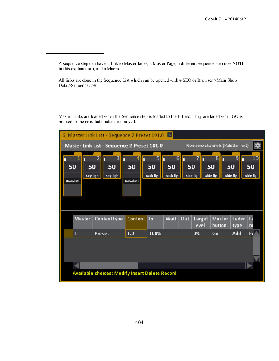 Sequences - links | ETC Cobalt Family v7.1.0 User Manual | Page 405 / 1055