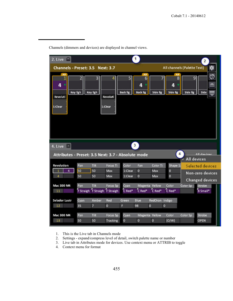 Channels - views | ETC Cobalt Family v7.1.0 User Manual | Page 456 / 1055